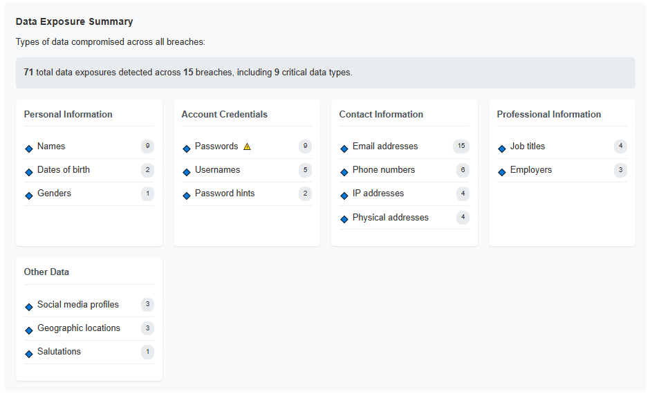 data exposure summary example